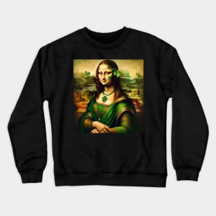 Mona Lisa's Irish Charm: St. Patrick's Day Celebration Crewneck Sweatshirt
